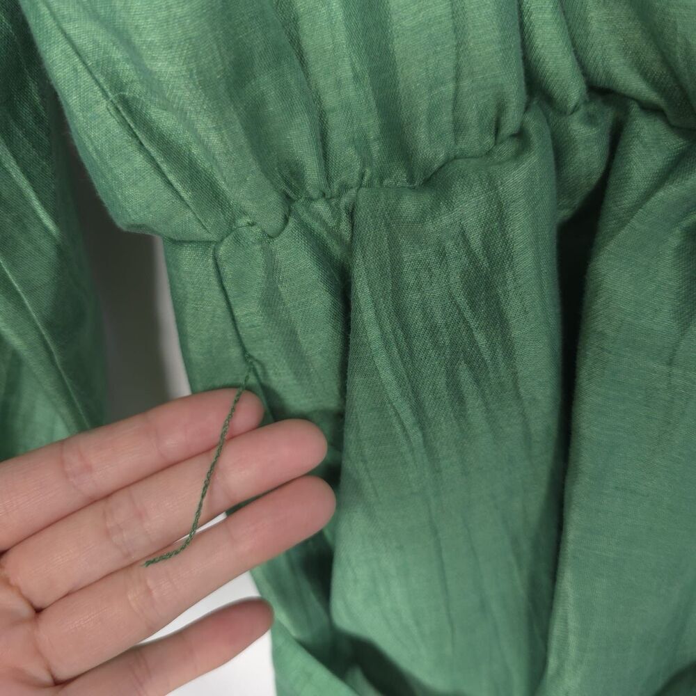 NWT MAJE Women’s‎ Size 40 US 8 LINEN Blend Short Jumpsuit Romper Green Lace - Picture 13 of 16
